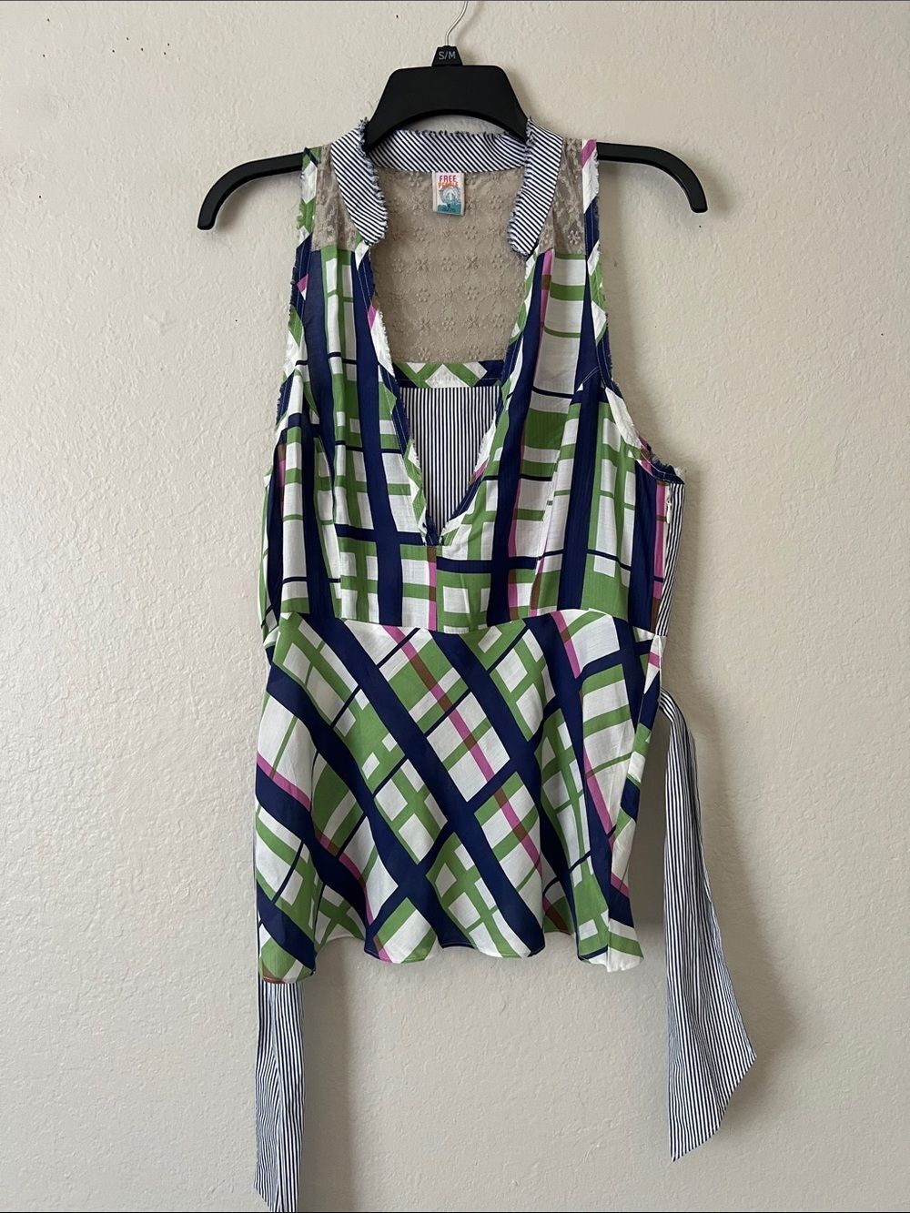 NWOTโFREE PEOPLE Sleeveless Plaid Silk/Cotton/Modal Blend Top Size 12 (US L)
